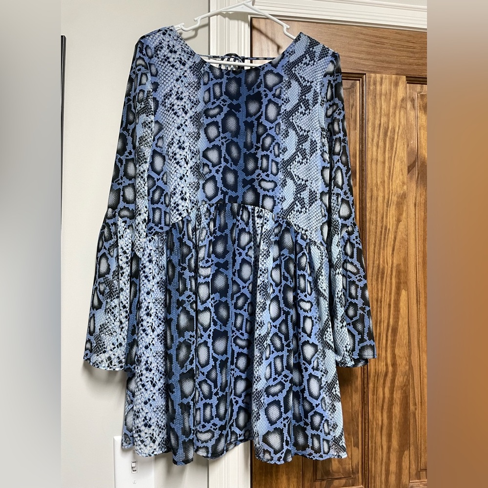 Adrienne blue animal print dress, size small